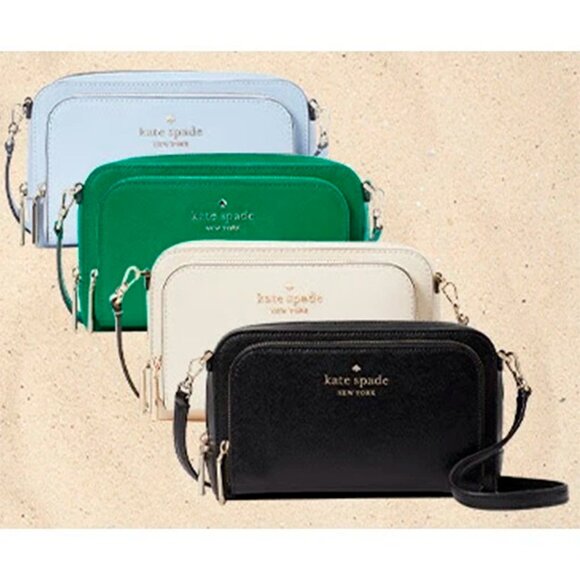 S Kate Spade Stacie Dual Zip Crossbody Bag Ruby Red Leather Purse KG036 NWT $259 - Picture 9 of 10